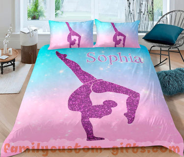 Comforter Gymnastics Leap Pastel Custom Bedding Set for Adult Kids Personalized Premium Bed Set